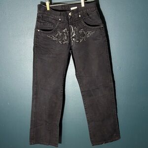 Stylish Black Embroidered Men's Jeans